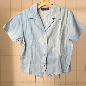 Vintage denim short sleeve shirt M